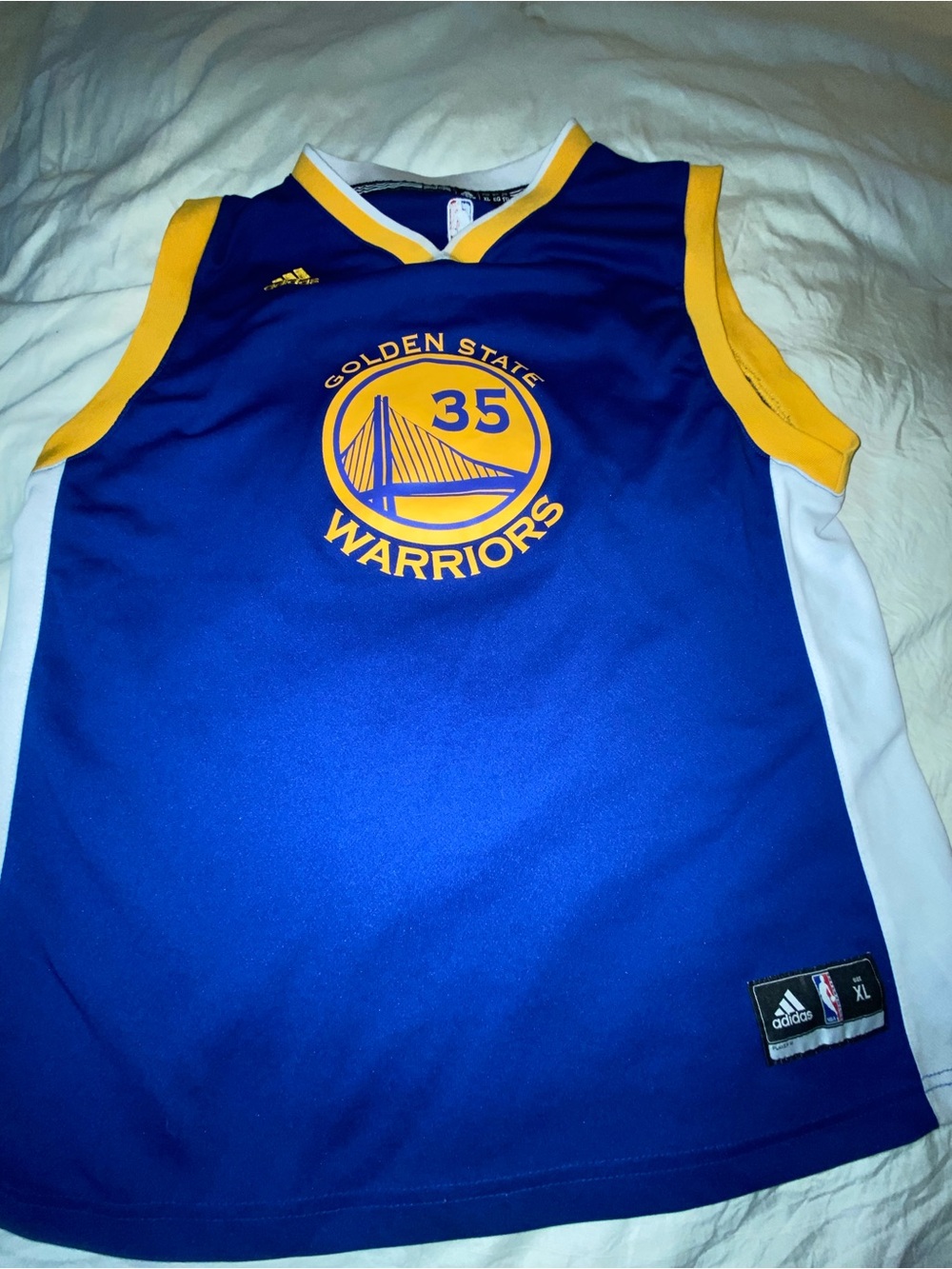 adidas Golden State Warriors Blue and Yellow No.35 Durant size XL